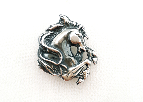 Brož celostříbrná - hlava koně