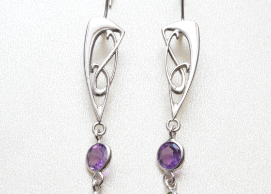Náušnice – ametysty a chromdiopsidy