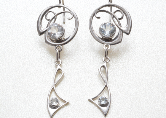 Náušnice – bílé topazy