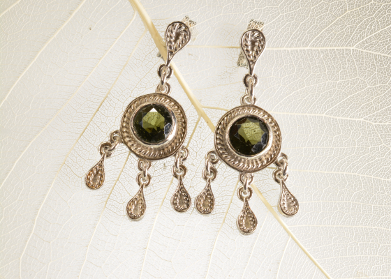 Náušnice - jetelovka - vltavín