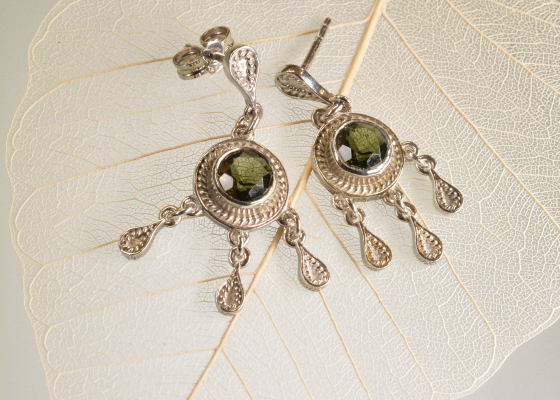 Náušnice - jetelovka - vltavín