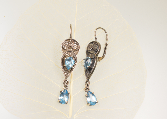 Náušnice – kapky – topazy