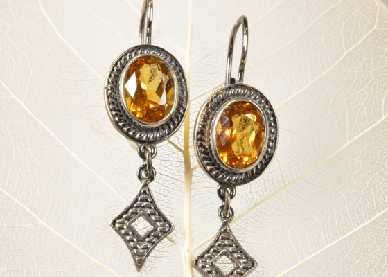 Náušnice - můry - citrín