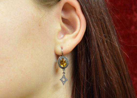 Náušnice - můry - citrín