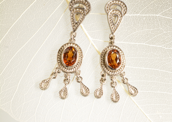 Náušnice - ohniváček - hesonit