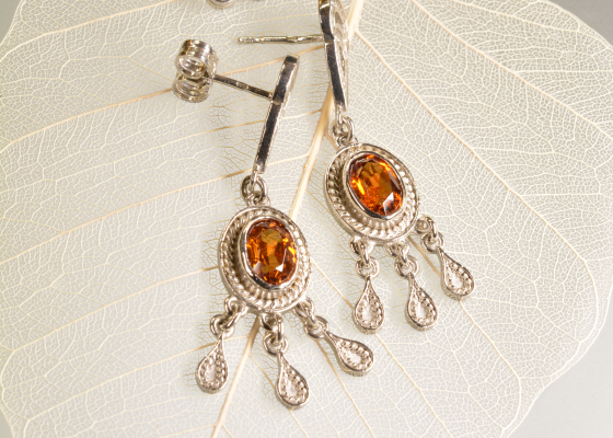 Náušnice - ohniváček - hesonit