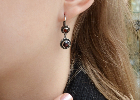 Náušnice - ostruháček - granáty