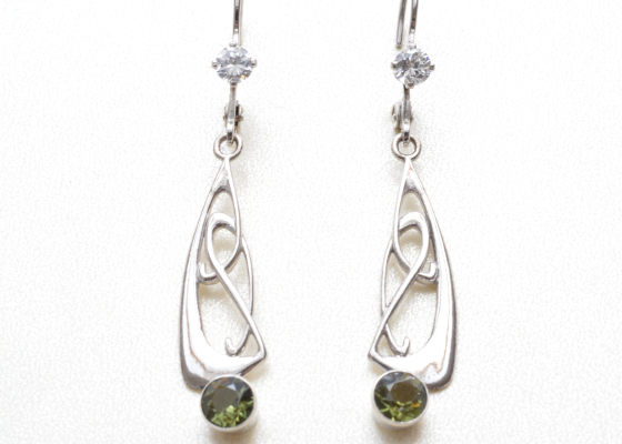Náušnice – vltavíny a zirkony