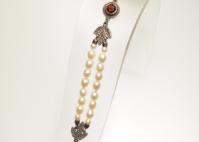 Náramek - hedvábnice - granát