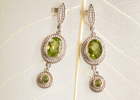 Náušnice - lesnička - olivín